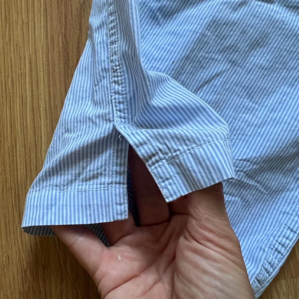 TNA Aritzia Poplin Pinstripe Wide Leg Pajama Pants Small Lounge Sleepwear Blue